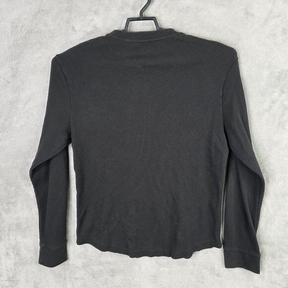 Mens True Craft Black Waffle Knit Thermal T Shirt Long Sleeve Cotton Blend M - Picture 4 of 7